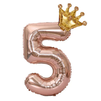 Rose Gold Number Crown Balloon