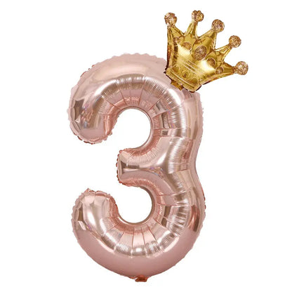 Rose Gold Number Crown Balloon