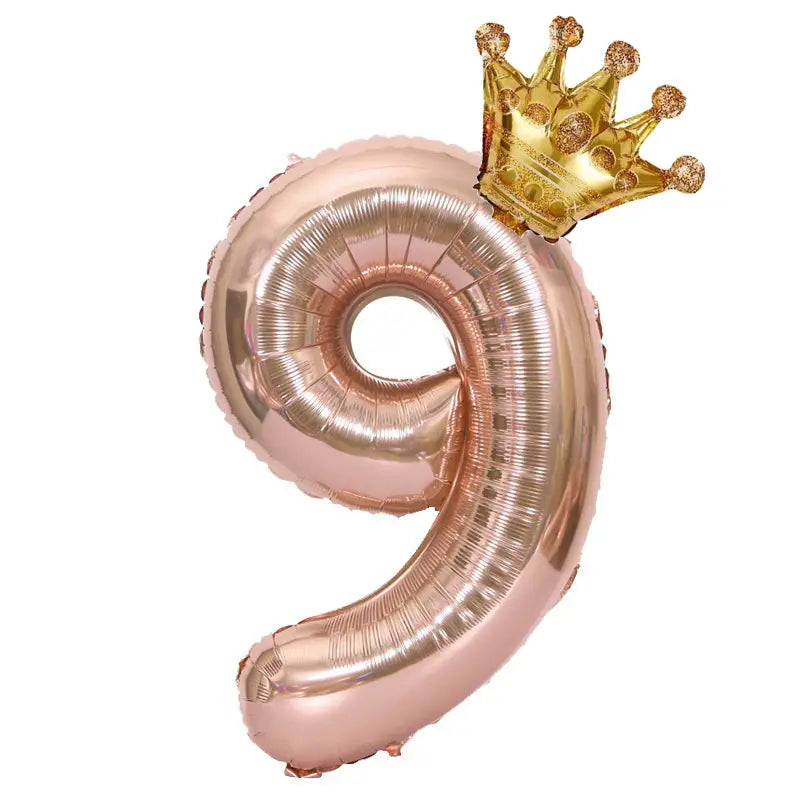 Rose Gold Number Crown Balloon