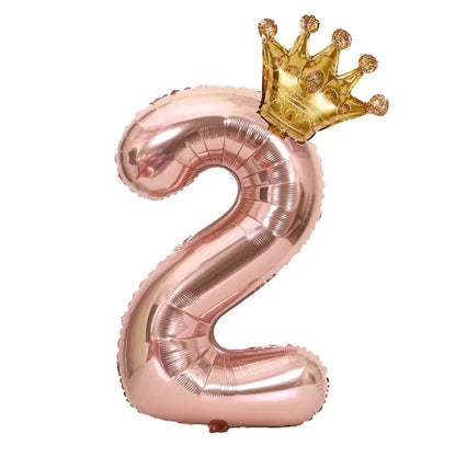 Rose Gold Number Crown Balloon