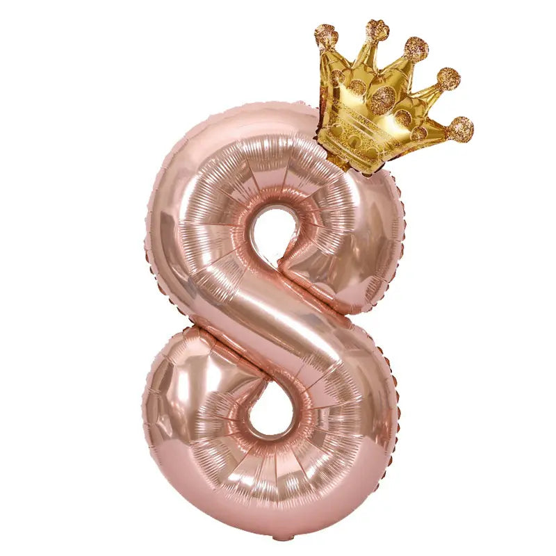 Rose Gold Number Crown Balloon