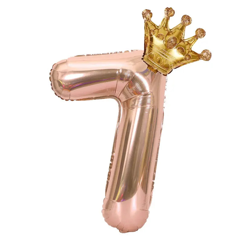 Rose Gold Number Crown Balloon