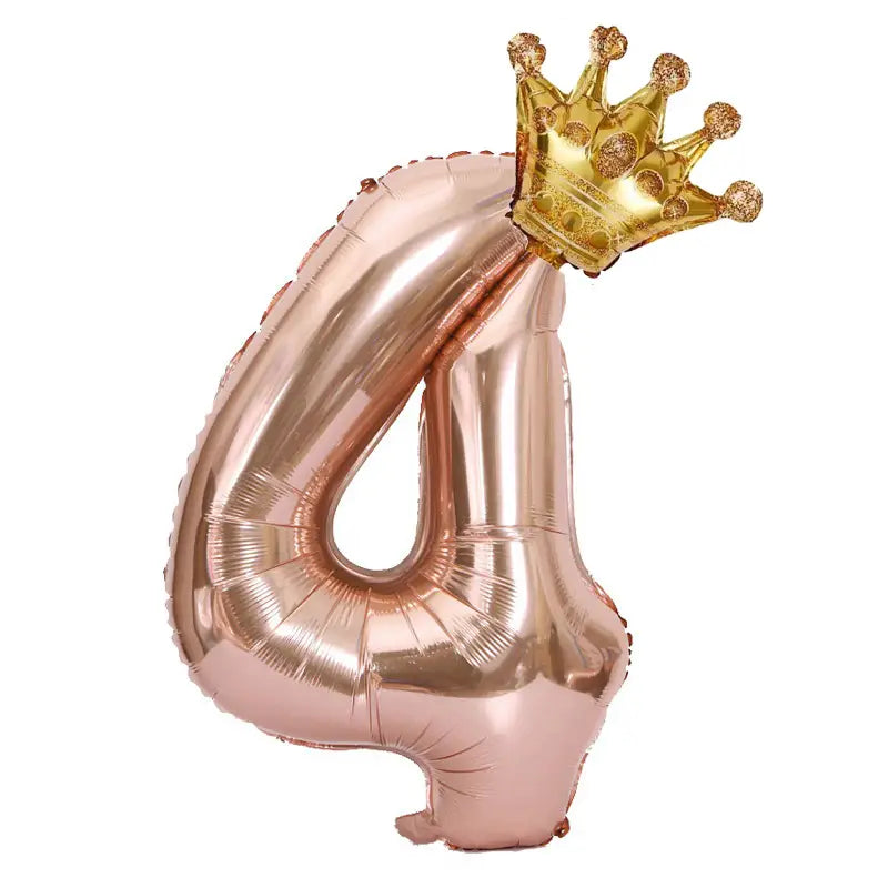 Rose Gold Number Crown Balloon