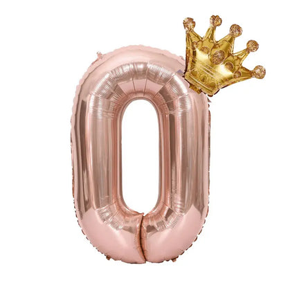 Rose Gold Number Crown Balloon