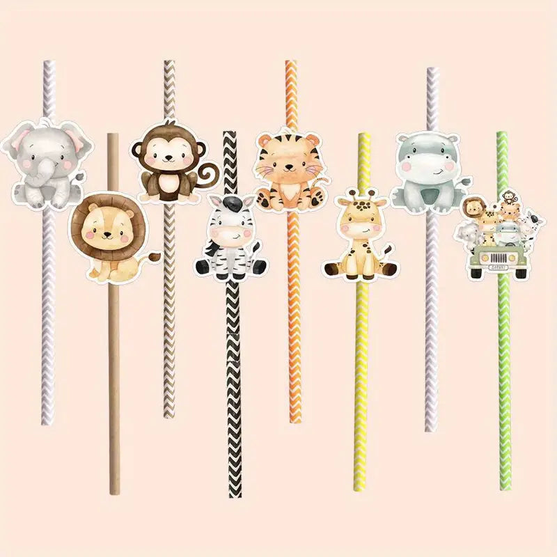 Animal Paper Straws 6pk