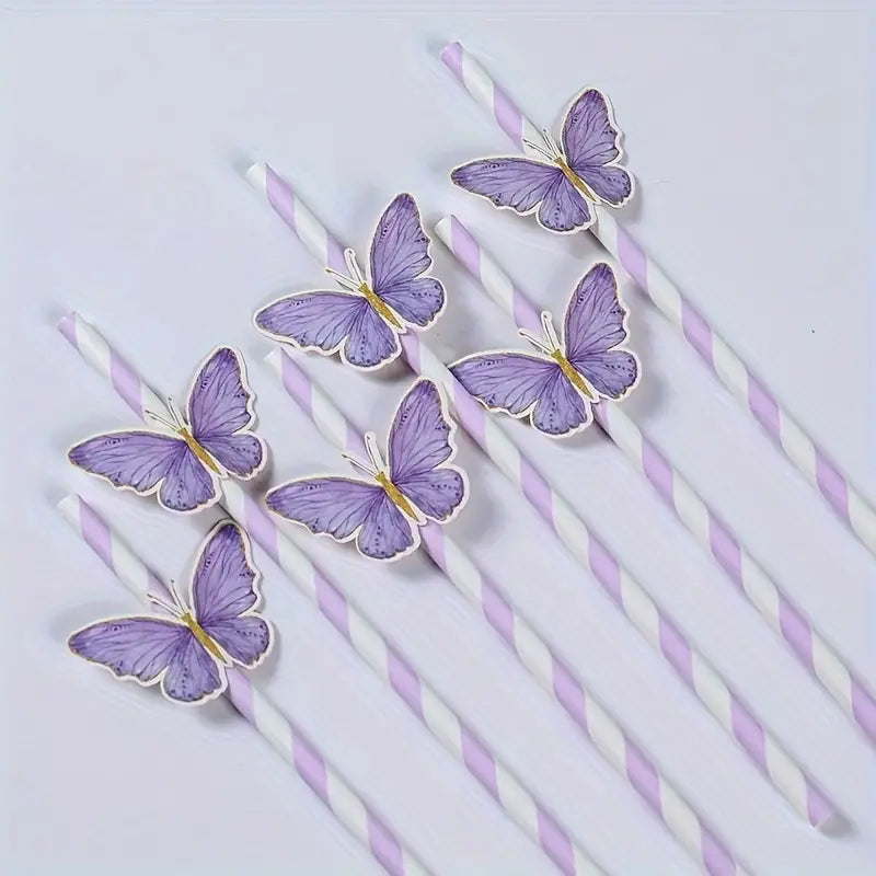 Butterfly Paper Straws - Purple