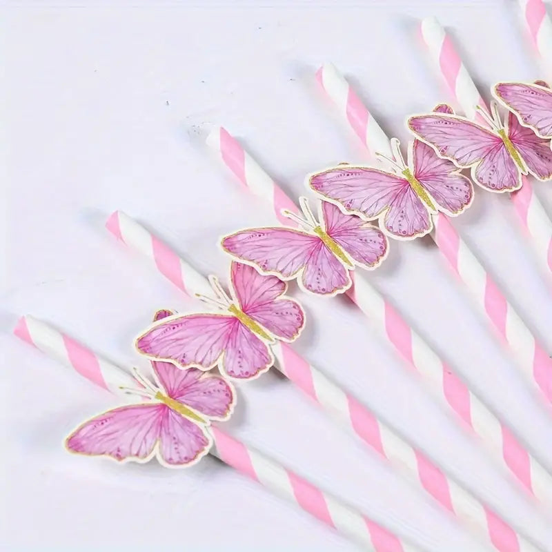 Butterfly Paper Straws - Pink