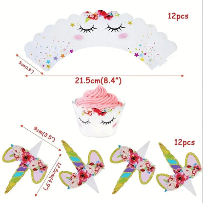 Unicorn Cupcake Wraps x 12