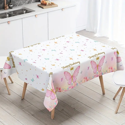 Butterfly Pink Plastic Tablecloth