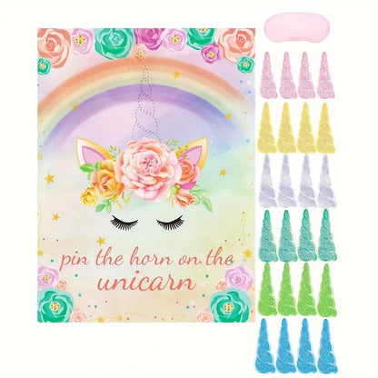 Unicorn Pin the Tail Game Set