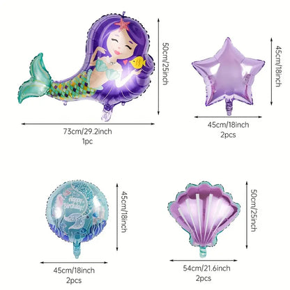 Mermaid Foil Balloons 7pcs