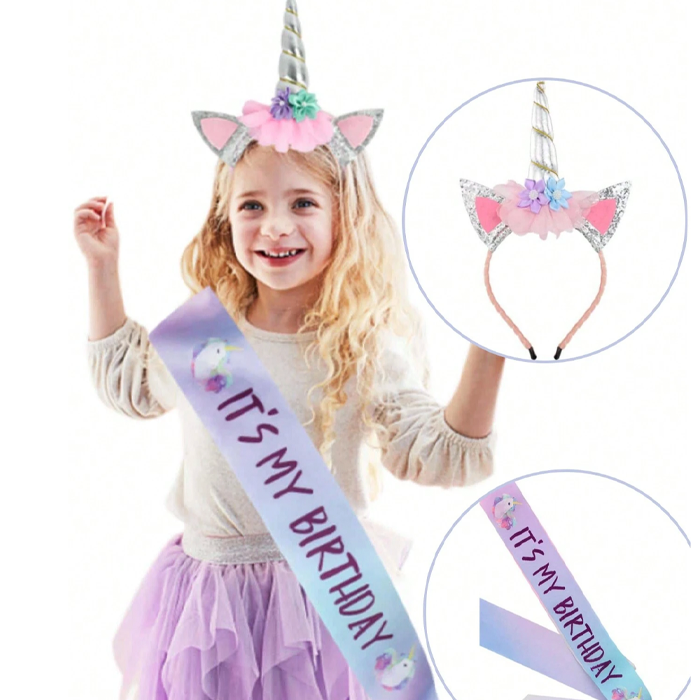 Unicorn Birthday Sash Set