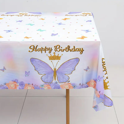 Butterfly Purple Plastic Tablecloth