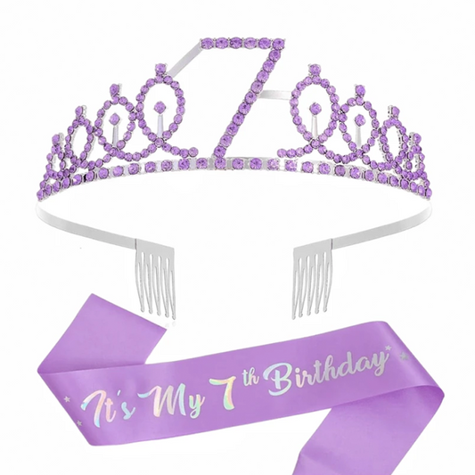 7th Birthday Sash and Crown Set