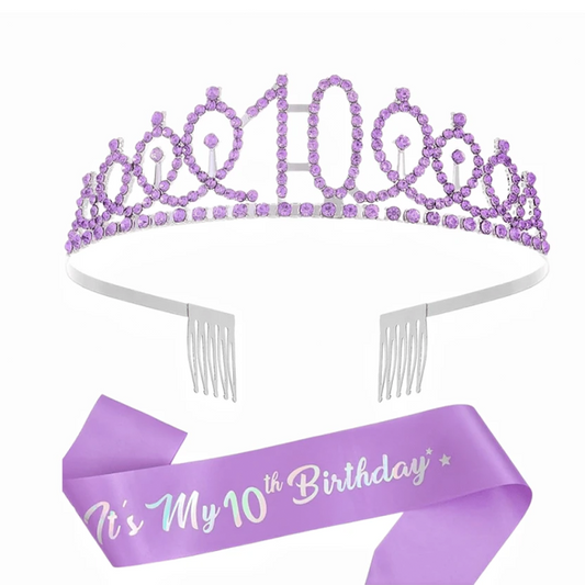 10th Birthday Sash and Crown Set