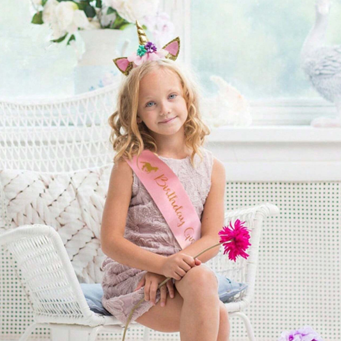 Unicorn Birthday Girl Pink Sash Set